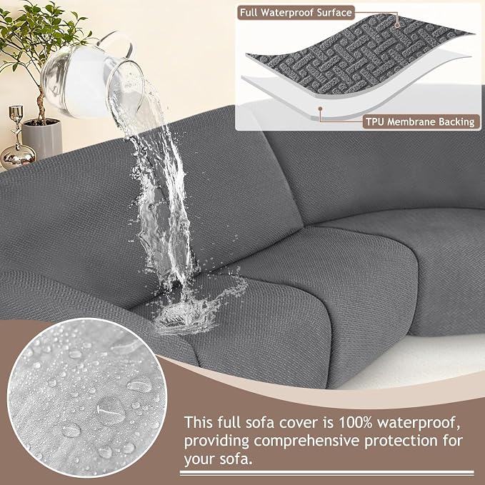 ALIECOM 100% Waterproof Recliner Sectional Couch Covers L Shape Stretch Corner - Image 4