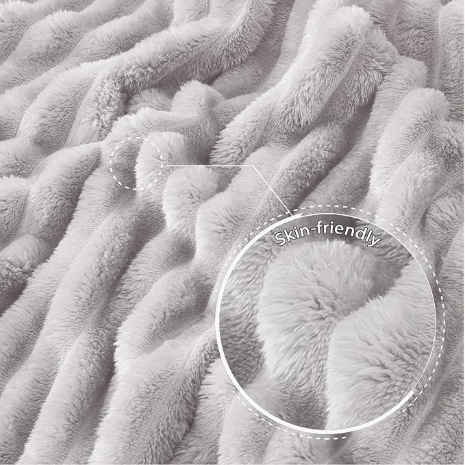 Exclusivo Mezcla King Size Flannel Fleece Blanket, Super Soft Striped Jacquard - Image 5