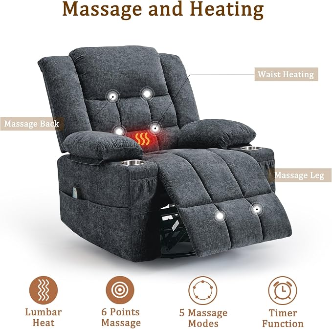 Korser 360° Swivel Rocker Recliner - Image 4