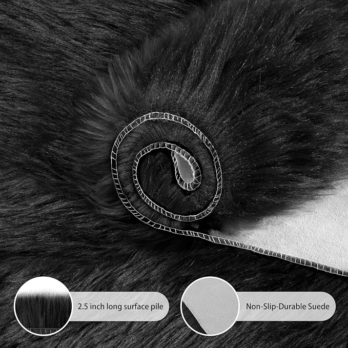 Ciicool Ultra Soft Faux Sheepskin Fur Rug Fluffy Rug - Image 4