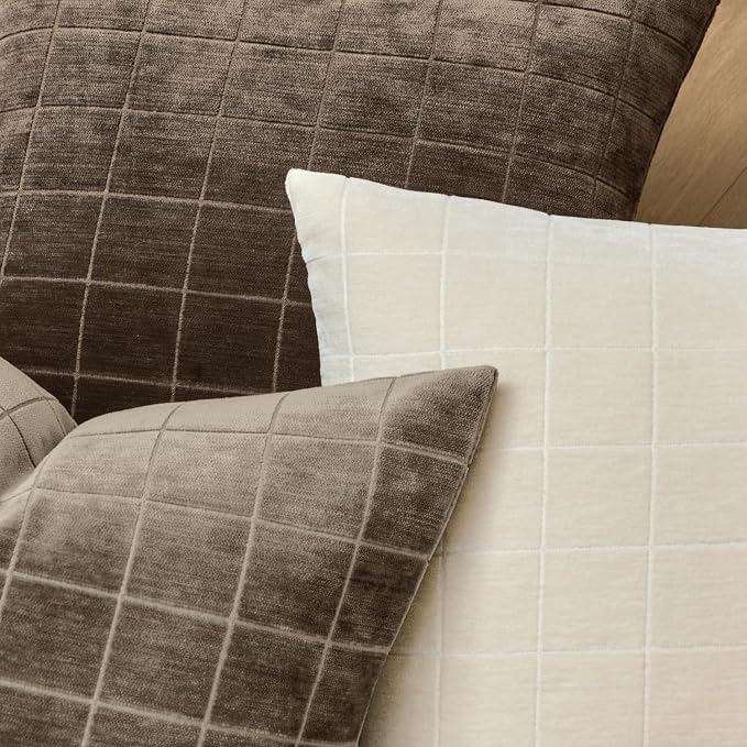 MIULEE Decorative Chenille Check Lumbar Throw Pillow Covers Vintage Plaid Couch - Image 2
