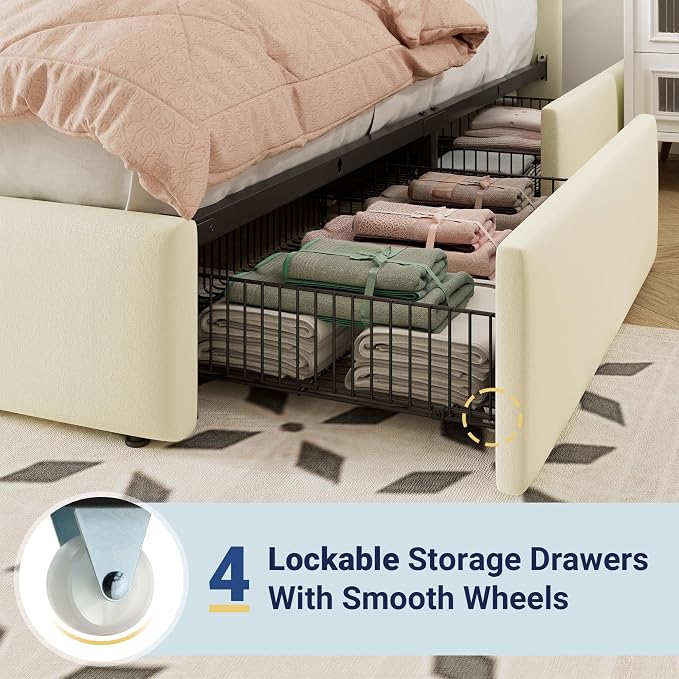 Allewie Full Size Storage Bed Frame, Vertical Channel Tufted Adjustable - Image 5