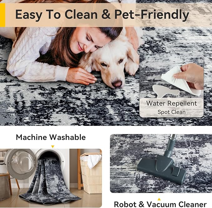 Washable Area Rugs 2'x3' Non-Slip Modern Abstract Soft - Image 4