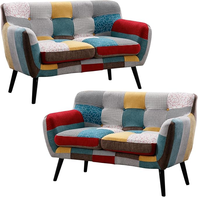 Bonzy Home Modern Boho Loveseat Couch Sofa Chair Set of 2 - Image 9