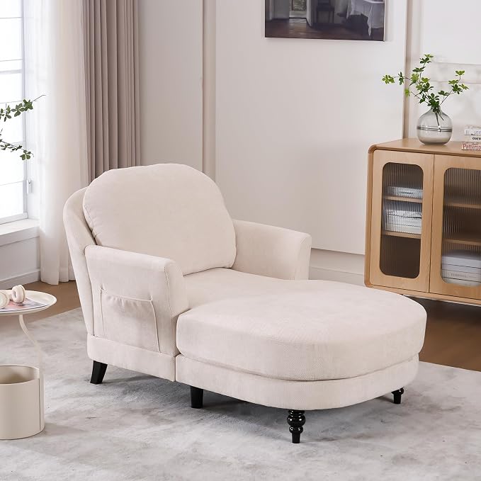 Chaise Lounge Chair Indoor, 59.8" Oversized Couch Reading Chairs，Chenille - Image 9