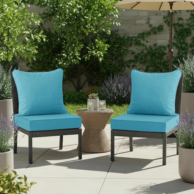 Summsun Faux Linen Outdoor Chair Cushions, Water Resistant Backrest and Deep - Image 9