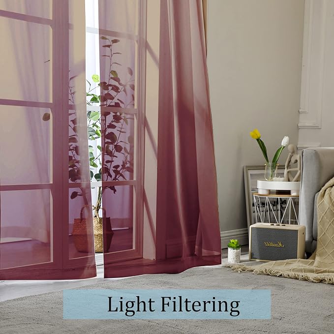 OWENIE Sheer Curtains 96 Inch Long, Elegant Sheer Curtains - Image 3