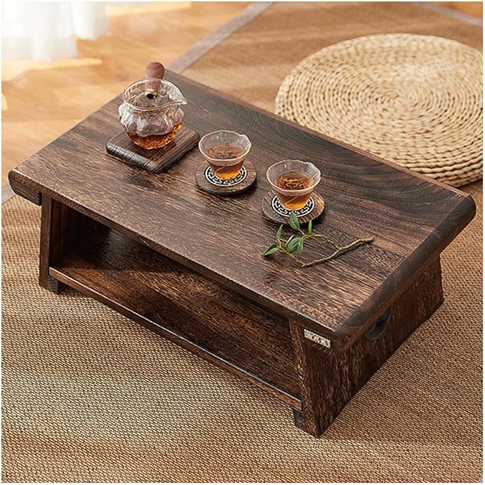 Japanese Floor Table, Japanese Coffee Table, Retro Japanese Wooden End Table by Unknown