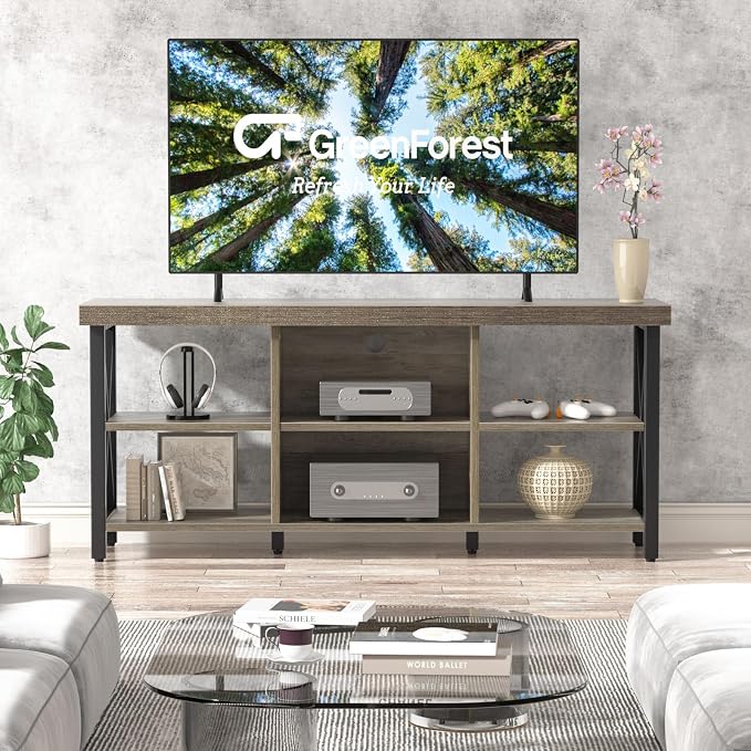 GreenForest TV Stand for TV up to 65 inches, Entertainment Center - Image 2