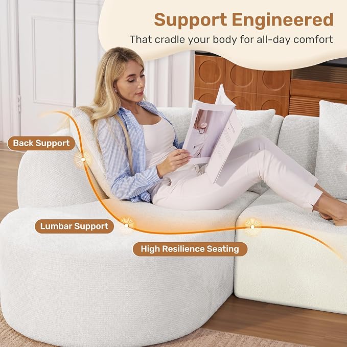 114 Inch Boneless Couches for Living Room, Modern Modular Sectional Sofa - Image 3