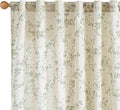 Lazzzy Farmhouse Linen Curtains Green Floral Curtains 96 Inch Length Back Tab by Lazzzy