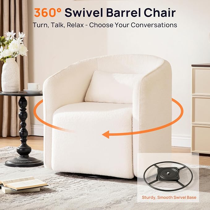 Oversized Boucle Swivel Accent Chair - Image 3