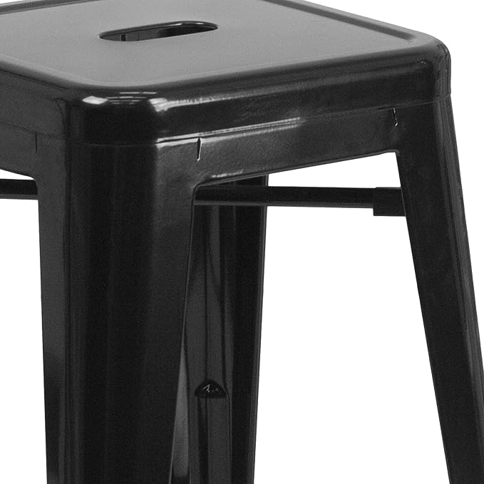 Flash Furniture Lily 4 Pack Commercial Grade 24" High Backless Black Metal - Image 10