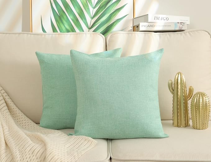 Stellhome Burlap Throw Pillow Covers Solid Farmhouse Linen Pillowcase by Stellhome