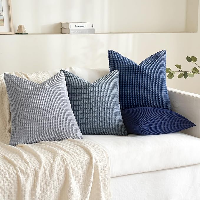 MIULEE Blue Decorative Pillow Covers 22x22 Inch Set of 4 Boho Western Farmhouse - Image 2