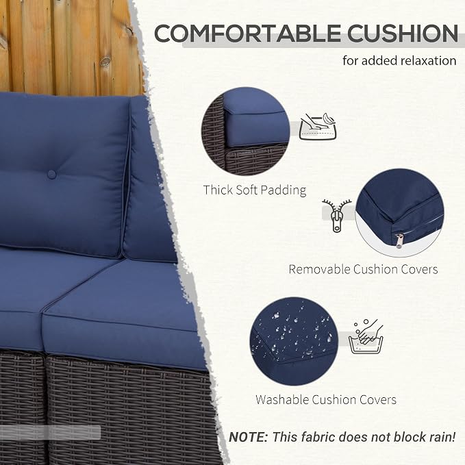 Outsunny 2 Piece Patio Wicker Corner Sofa Set, Outdoor PE Rattan Furniture - Image 5