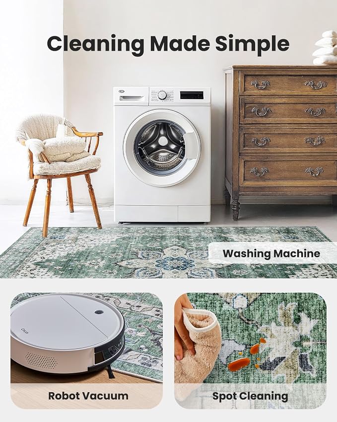 AMADA HOMEFURNISHING Round 6ft Area Rugs, Vintage Rugs - Image 5