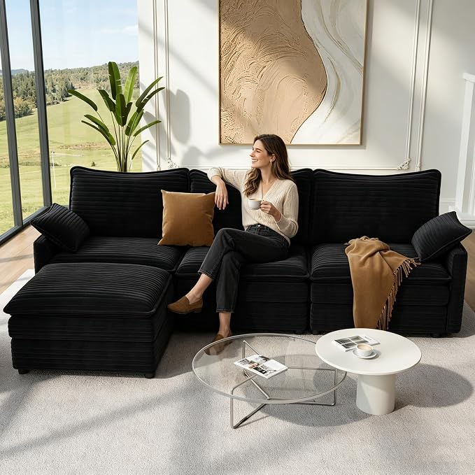 Vesgantti 108" Modular Cloud Couch, Deep Seat Sectional Sofa by Vesgantti