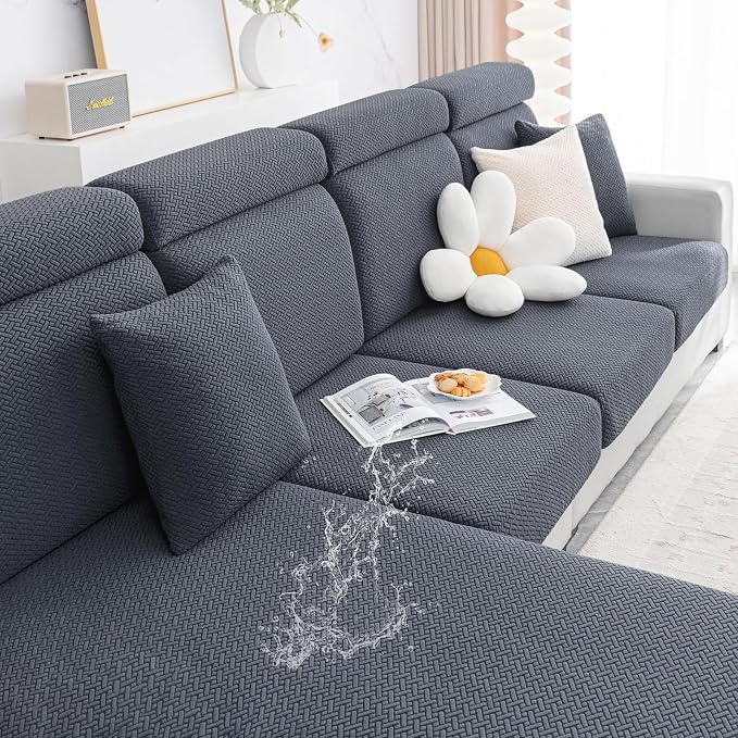 Smiry Waterproof Couch Cushion Covers, Stretch Jacquard Thick Sofa Cushion by Smiry