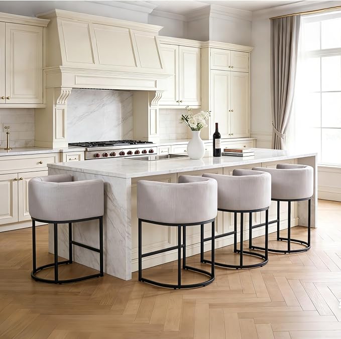 ClinQ 26" H Counter Height Bar Stools Set of 2, Modern Barrel Counter Stools - Image 6