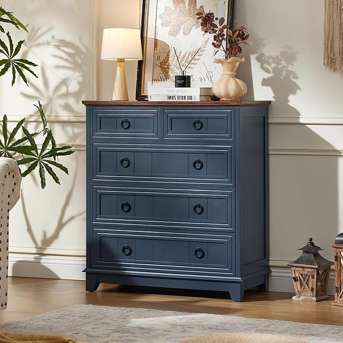 Joaxswe Farmhouse 5 Drawer Dresser - Image 9