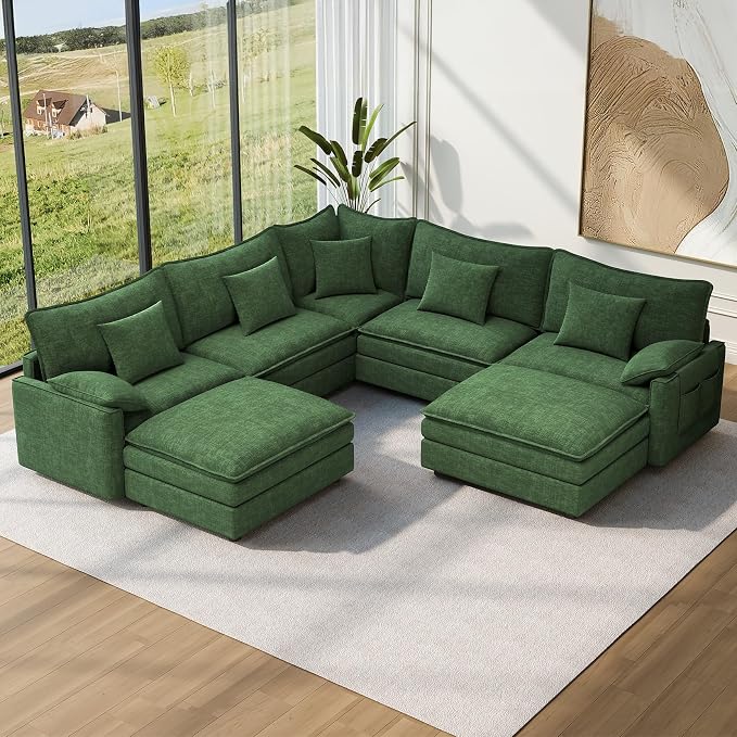 Vesgantti 101" V-Shaped Corner Couch Sectional, 7 Seat Customizable Modular by Vesgantti