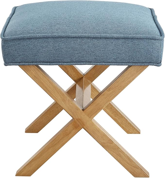 Amazon Brand – Rivet Mid-Century Modern X Stool Ottoman Chair, Indigo - Image 4