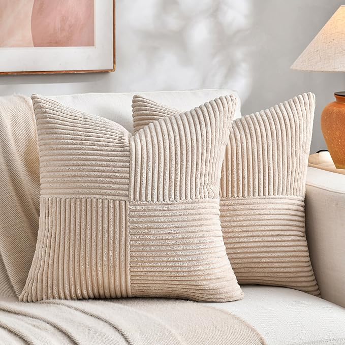 Fancy Homi 2 Packs Tan Euro Decorative Throw Pillow Covers 28x28 Inch by Fancy+Homi