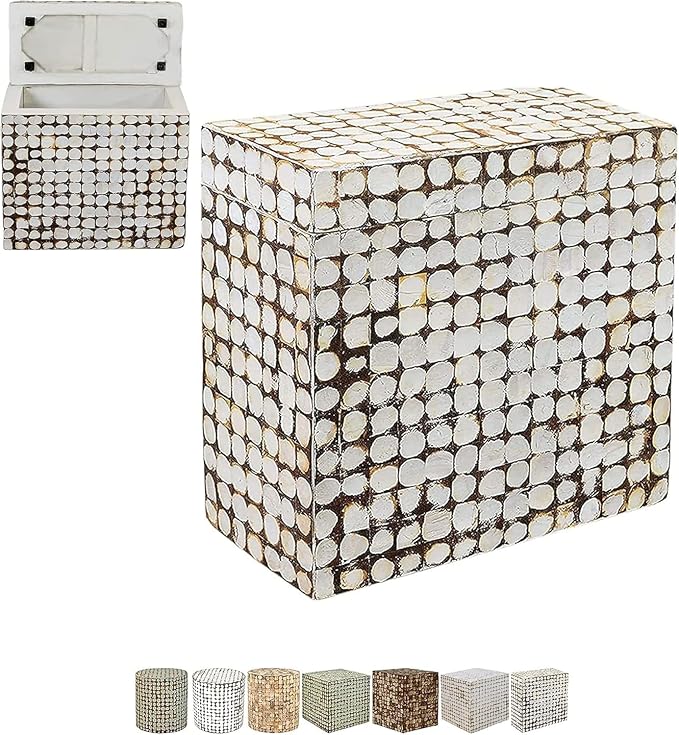 East at Main Rectangle Storage Side Table – Coconut Shell Mosaic Inlay - Image 5
