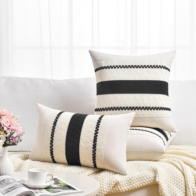 Fancy Homi Set of 1 Boho Black Euro Decorative Throw Pillow Cover 26x26 Inch - Image 6