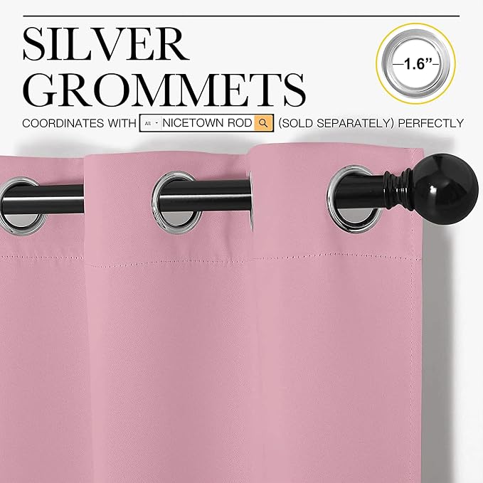 NICETOWN Crystal Pink Blackout Curtains 90" Long - Image 3