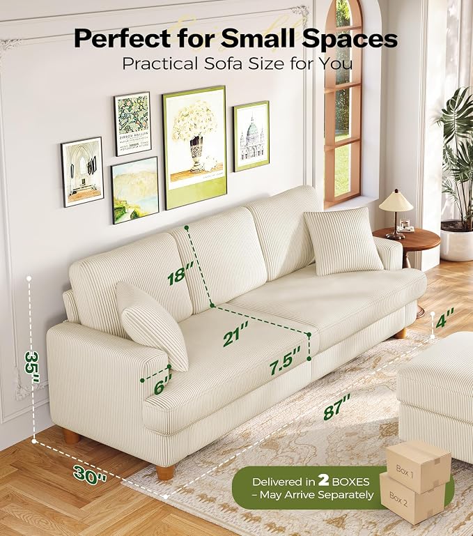 Kidirect 87in U Shaped Couch, Modular Sofa No Tool Assembly, Comfy Sectional - Image 2