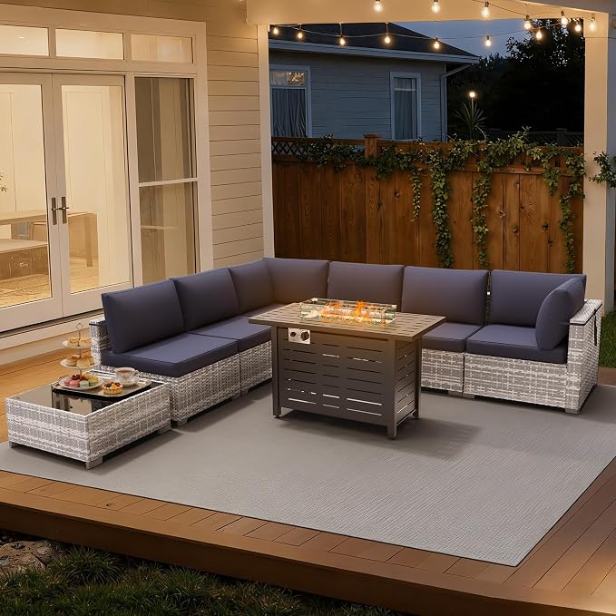 LOUVIXA 8 Piece Outdoor Patio Furniture Set, Outdoor Sectional Sofa - Image 4