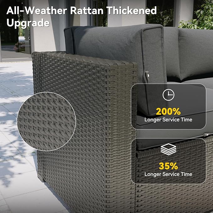 Aoxun 7 Piece Patio Furniture Set, Outdoor Sectional Sofas - Image 5