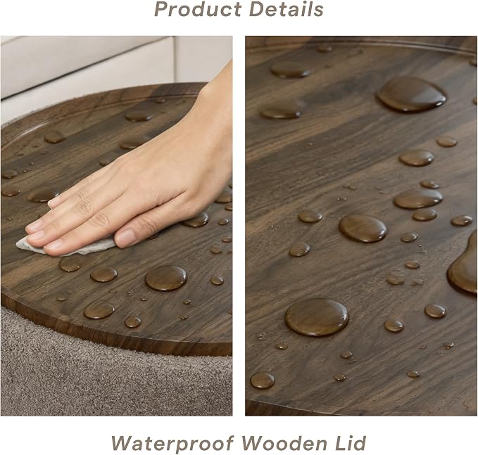 29.5 Inch Round Storage Ottoman Coffee Table, Modern Circle Coffee Table - Image 7