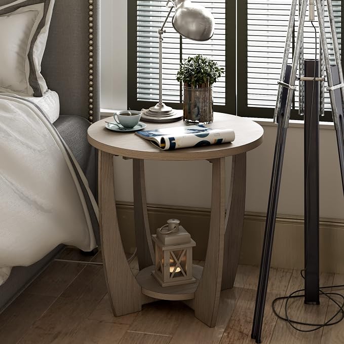 Round Farmhouse End Table for Small Spaces, French Country Accent Side Table - Image 5