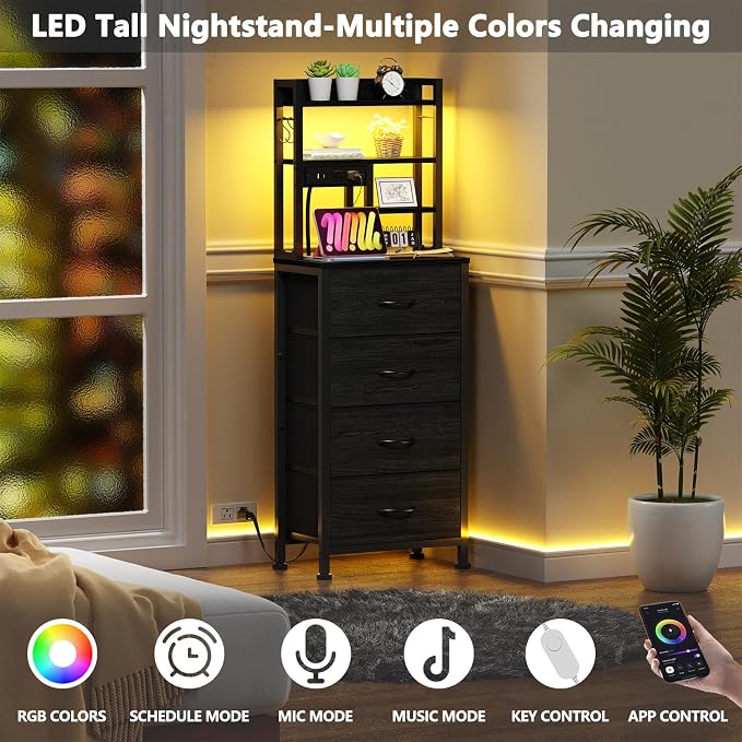 Furnulem Nightstands Set of 2, Tall Night Stand - Image 4