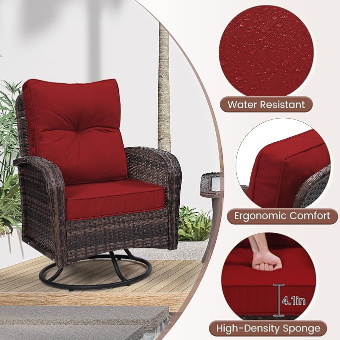 wildformers Luxury Outdoor Swivel Wicker Glider Patio Chairs - Image 6