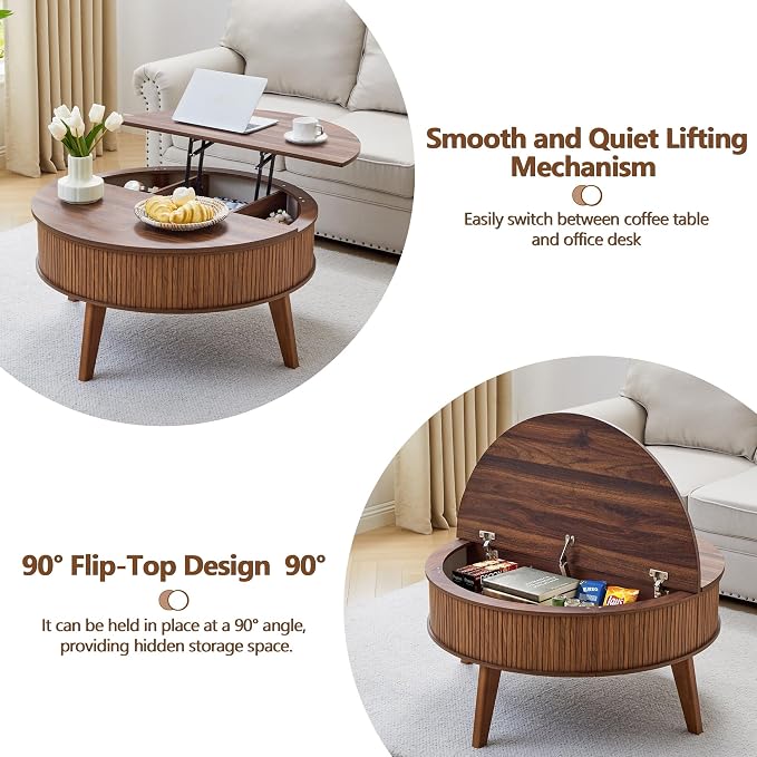 Round Lift Top Coffee Table - Image 3