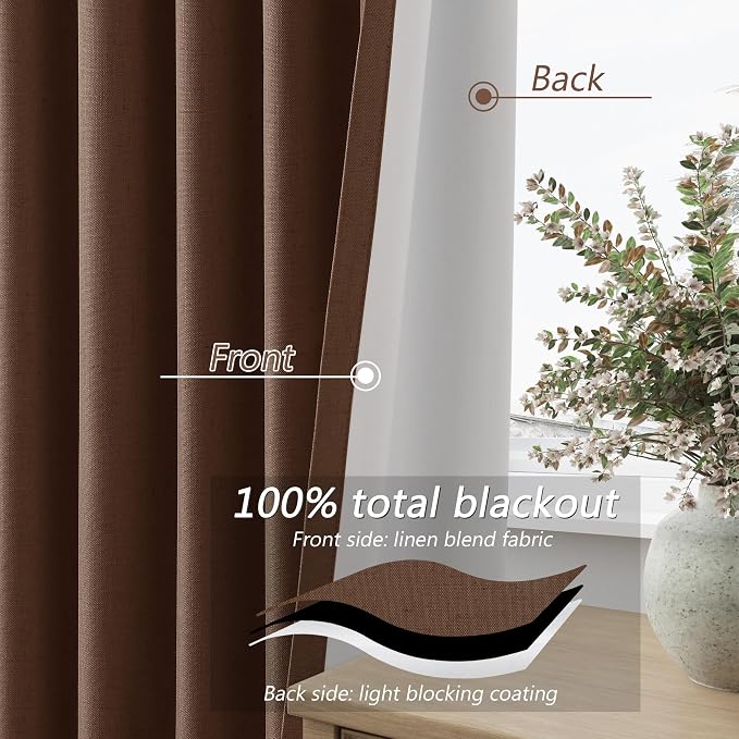 Guken 100% Blackout Curtains 102 Inch Length 2 Panels Set - Image 4