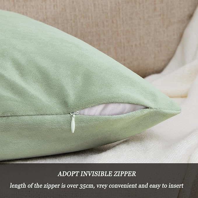 GIGIZAZA Sage Green Pillow Covers 16x16 Throw Pillows Velvet Decorative Sofa - Image 4
