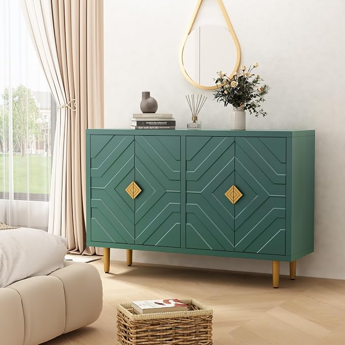 HLR 48" Accent Cabinet with 4 Doors and Shelves, Modern Sideboard Buffet - Image 6