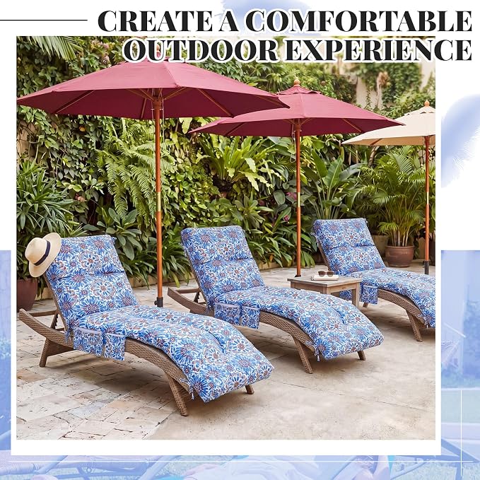 Kigley Outdoor 2 Pcs Chaise Lounge Cushions - Image 6