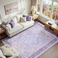 RELEANY Area Rugs 7'x9' Washable Non-Slip, Floral Vintage Distress Print by RELEANY