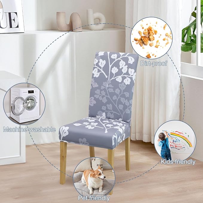 BIETYONE Stretch Dining Chair Covers Set of 6, Soft Removable Washable Kitchen - Image 6