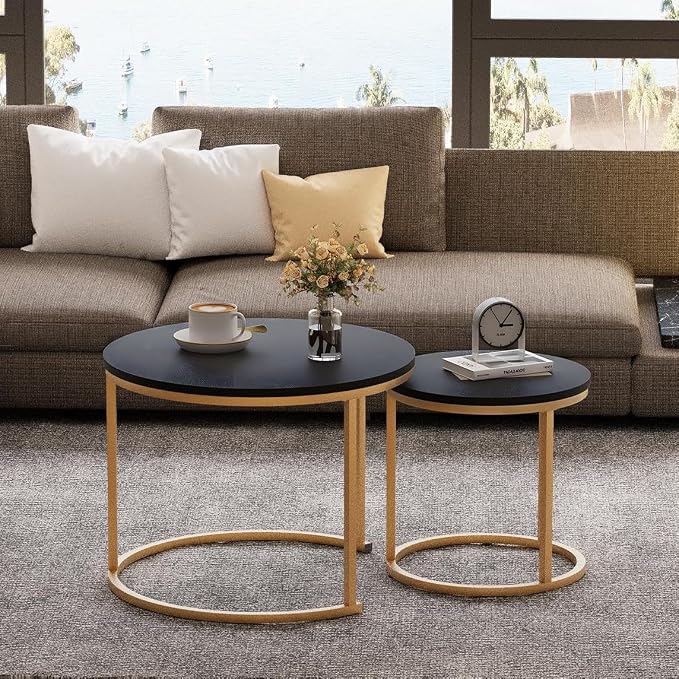 Garden 4 you Nesting Coffee Table, 23.6" Round Coffee Table Set of 2, Wooden - Image 4