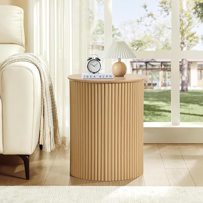 AVZEAR Small Round Side Table Fluted Night Stand Set of 2, Modern Boho End Table - Image 9