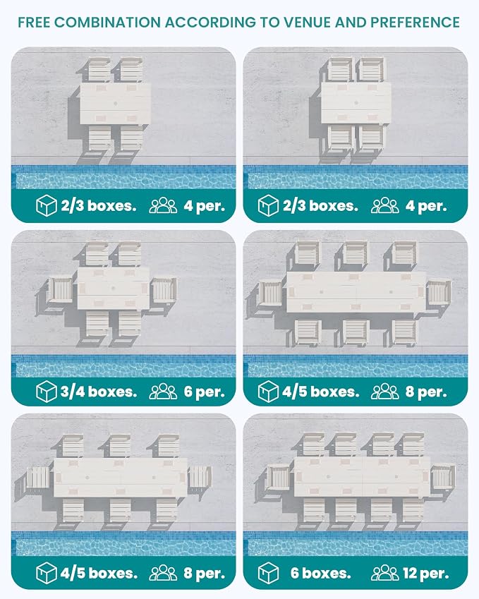 SERWALL HDPE Dining Set for 8: 2 Umbrella Hole Tables + 8 Chairs. Includes 8 - Image 9