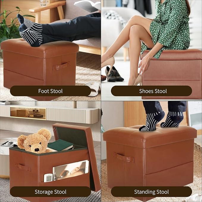 BelugaHelper Storage Ottoman Foot Rest Stool. Folding Ottoman - Image 4