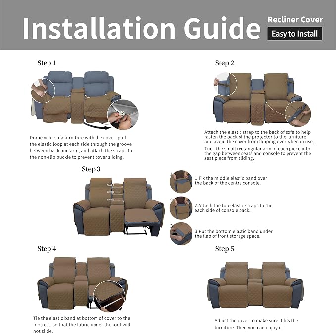 Easy-Going Loveseat Recliner Cover, Reversible Couch Cover - Image 7